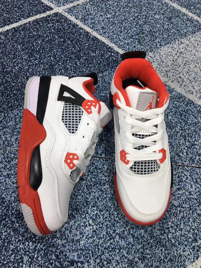 Air Jordan 4 काले लाल बच्चों के बास्केटबॉल जूते 20