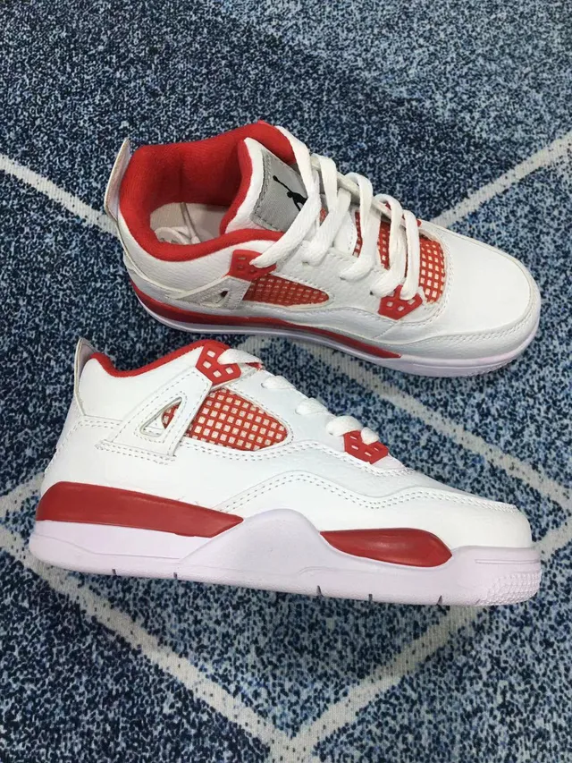 Air Jordan 4 काले लाल बच्चों के बास्केटबॉल जूते 22