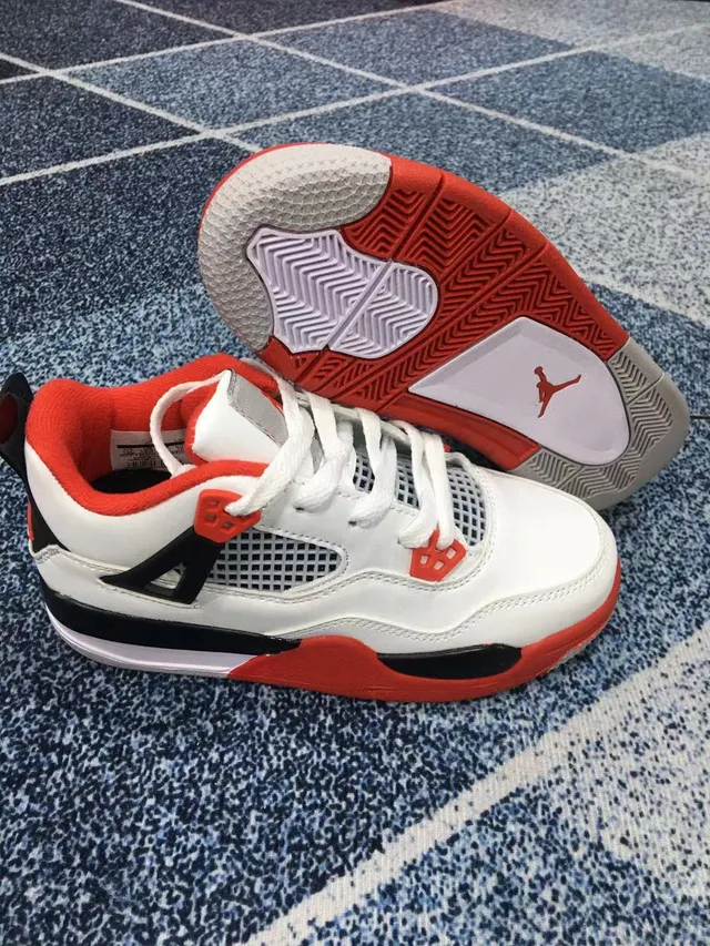 Air Jordan 4 काले लाल बच्चों के बास्केटबॉल जूते 23
