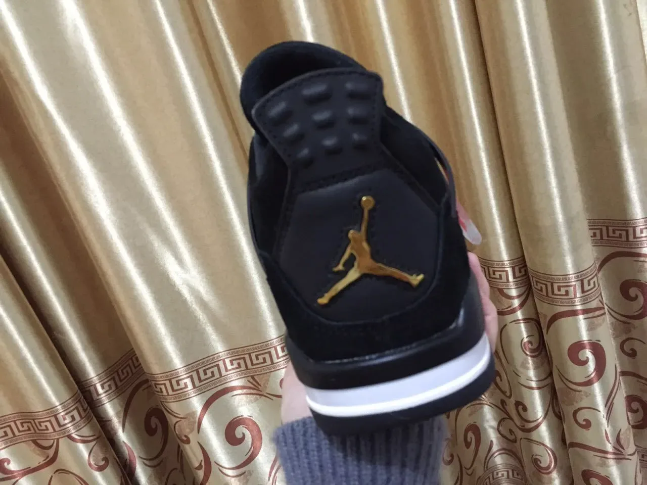 Air Jordan 4 Black White Gold Basketball Shoes 5