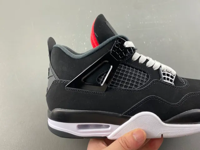 Air Jordan 4 tênis de basquete preto branco vermelho 3