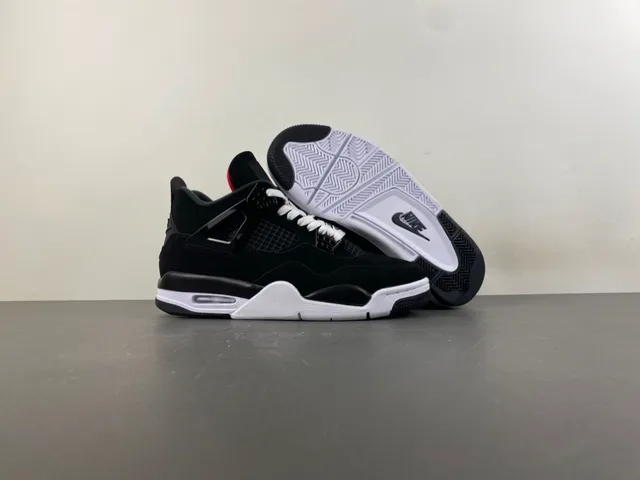 Air Jordan 4 tênis de basquete preto branco vermelho 12