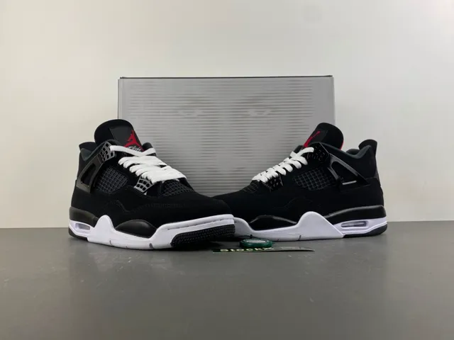 Air Jordan 4 tênis de basquete preto branco vermelho 13