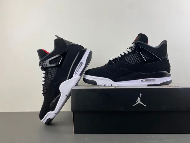 Air Jordan 4 tênis de basquete preto branco vermelho 14