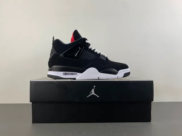 Air Jordan 4 tênis de basquete preto branco vermelho 15