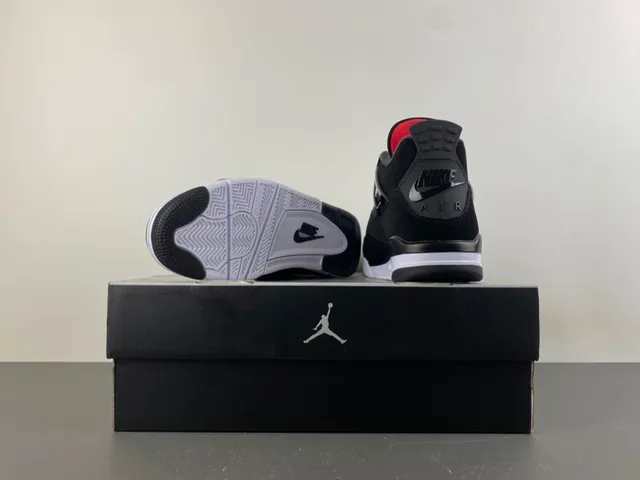 Air Jordan 4 tênis de basquete preto branco vermelho 16