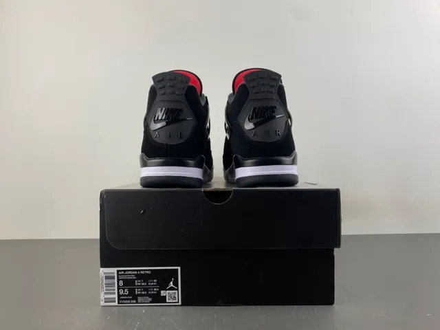 Air Jordan 4 tênis de basquete preto branco vermelho 17