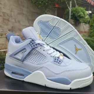Tênis de basquete Air Jordan 4 pervinca claro e dourado