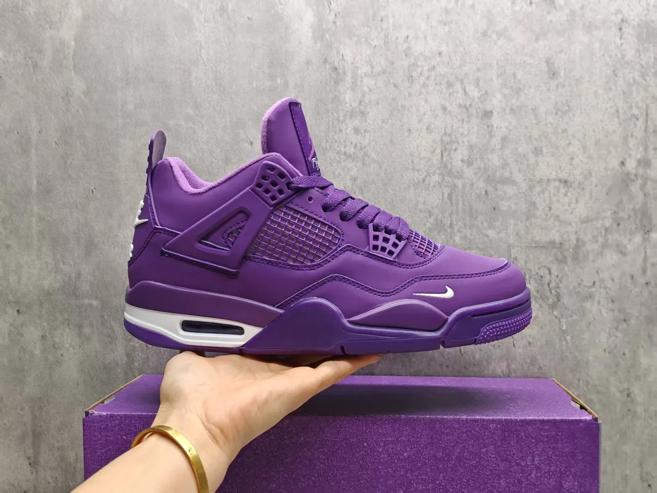 Air Jordan 4 मोनोक्रोमैटिक पर्पल बास्केटबॉल जूते 8