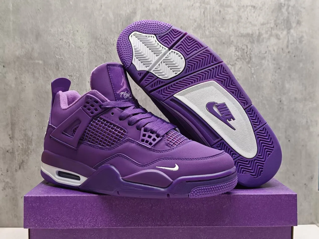 Air Jordan 4 मोनोक्रोमैटिक पर्पल बास्केटबॉल जूते 12