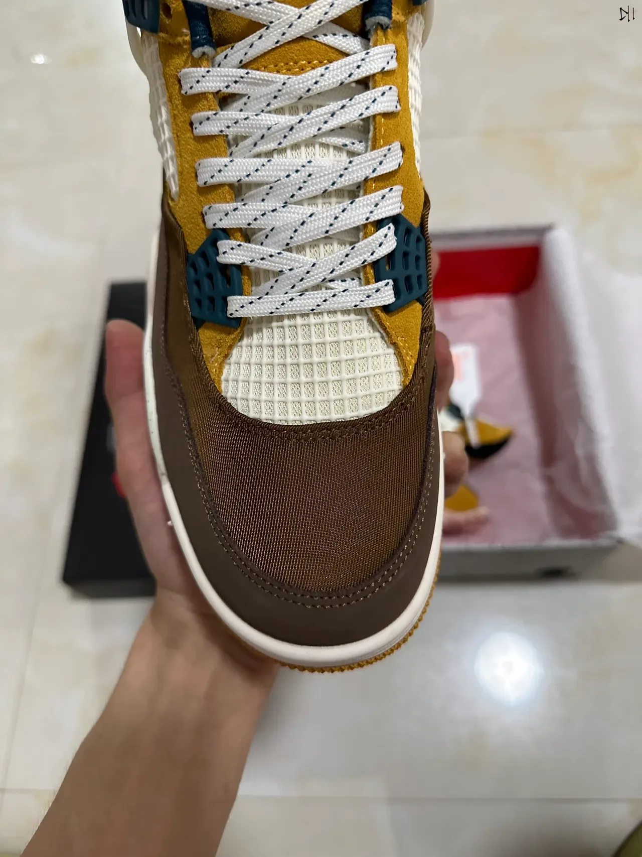 Air Jordan 4 Mustard Brown Speckled Midsole Basketball Shoes 3