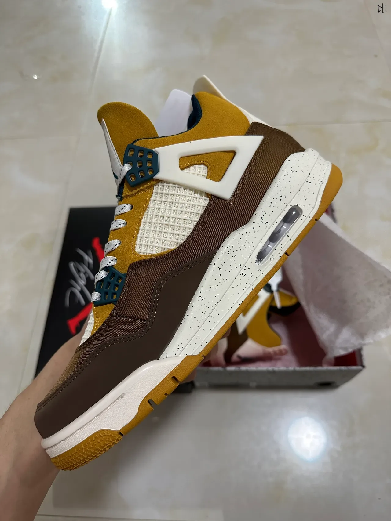 Air Jordan 4 Mustard Brown Speckled Midsole Basketball Shoes 4