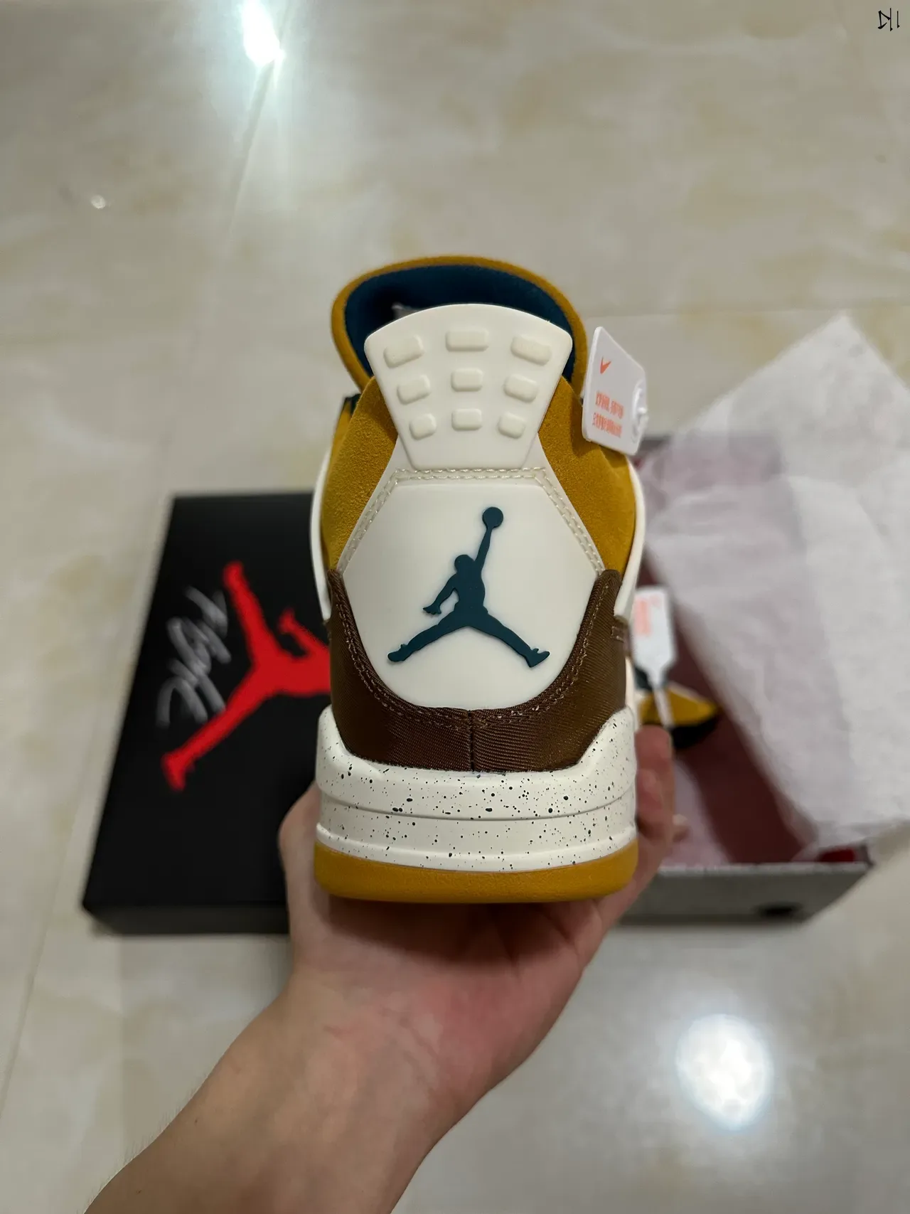 Air Jordan 4 Mustard Brown Speckled Midsole Basketball Shoes 6