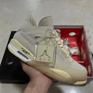 Tênis de basquete Air Jordan 4 Off-White amarelo creme