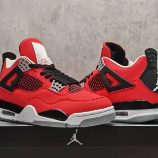 Air Jordan 4 लाल काले सफेद बास्केटबॉल जूते