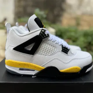 Air Jordan 4 সাদা কালো হলুদ বাস্কেটবল জুতো