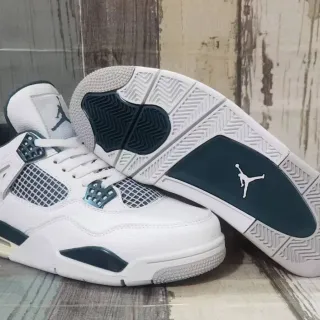 Zapatillas de baloncesto Air Jordan 4 blanco y verde azulado oscuro