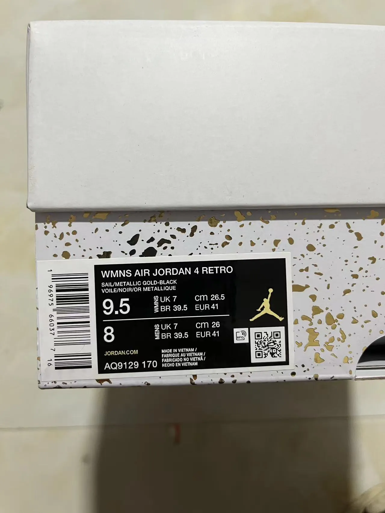 Zapatillas de baloncesto Air Jordan 4 blanco y dorado 11