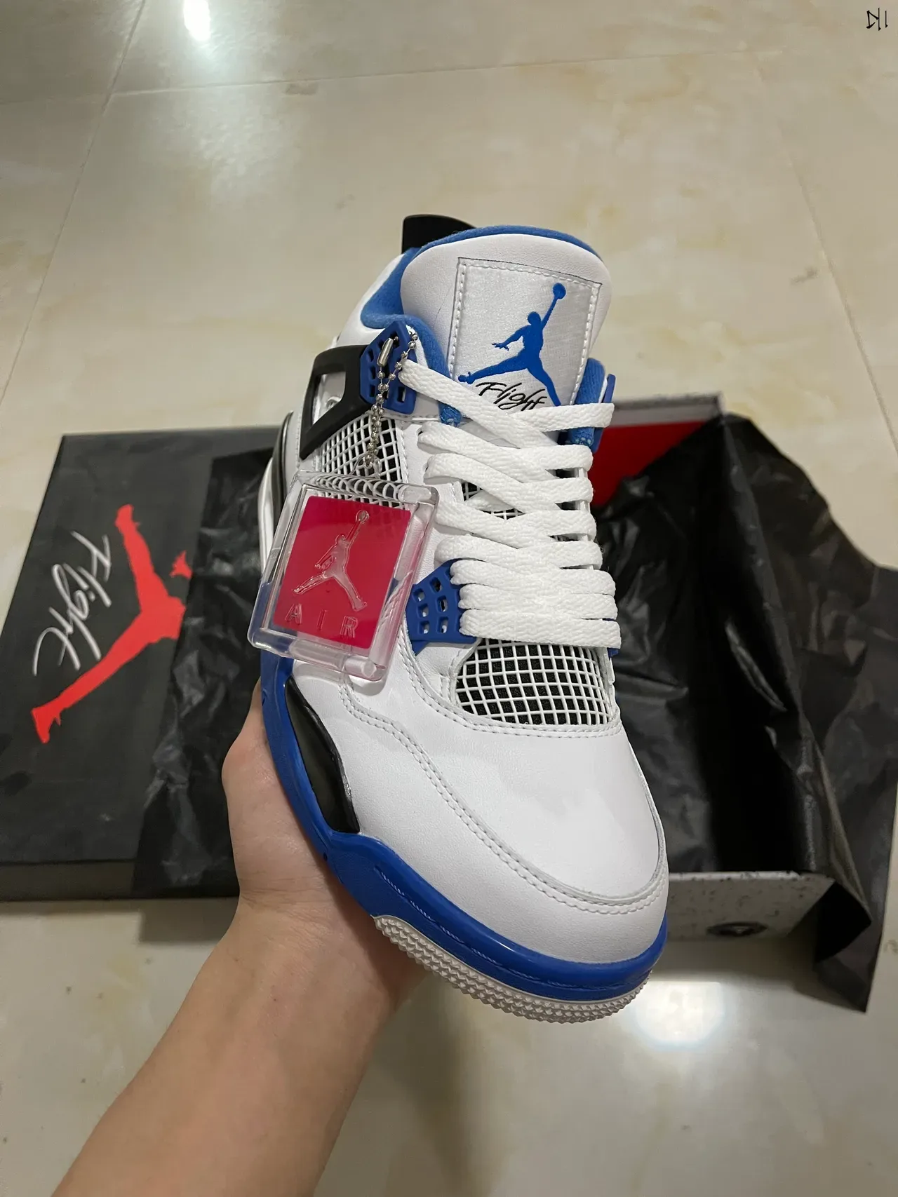 Air Jordan 4 White Royal Blue Black Basketball Shoes 2