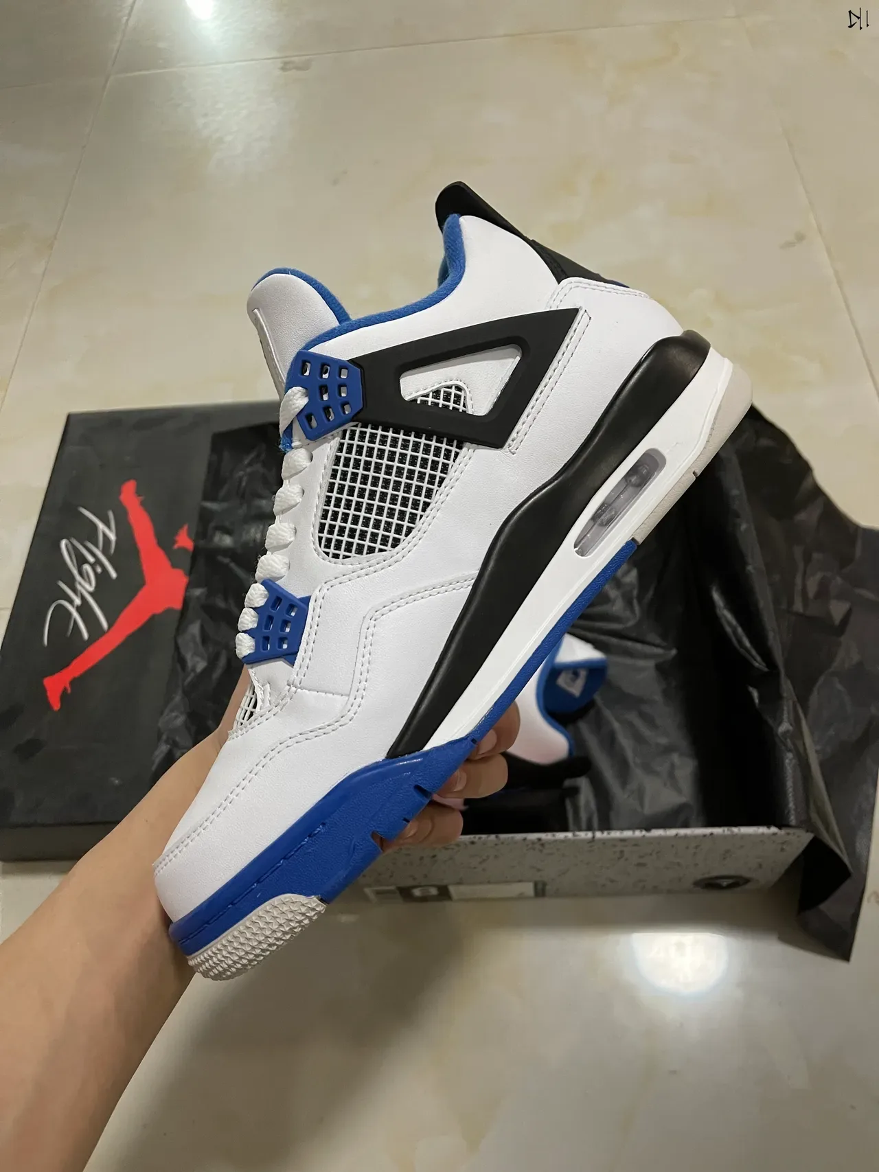Air Jordan 4 White Royal Blue Black Basketball Shoes 4