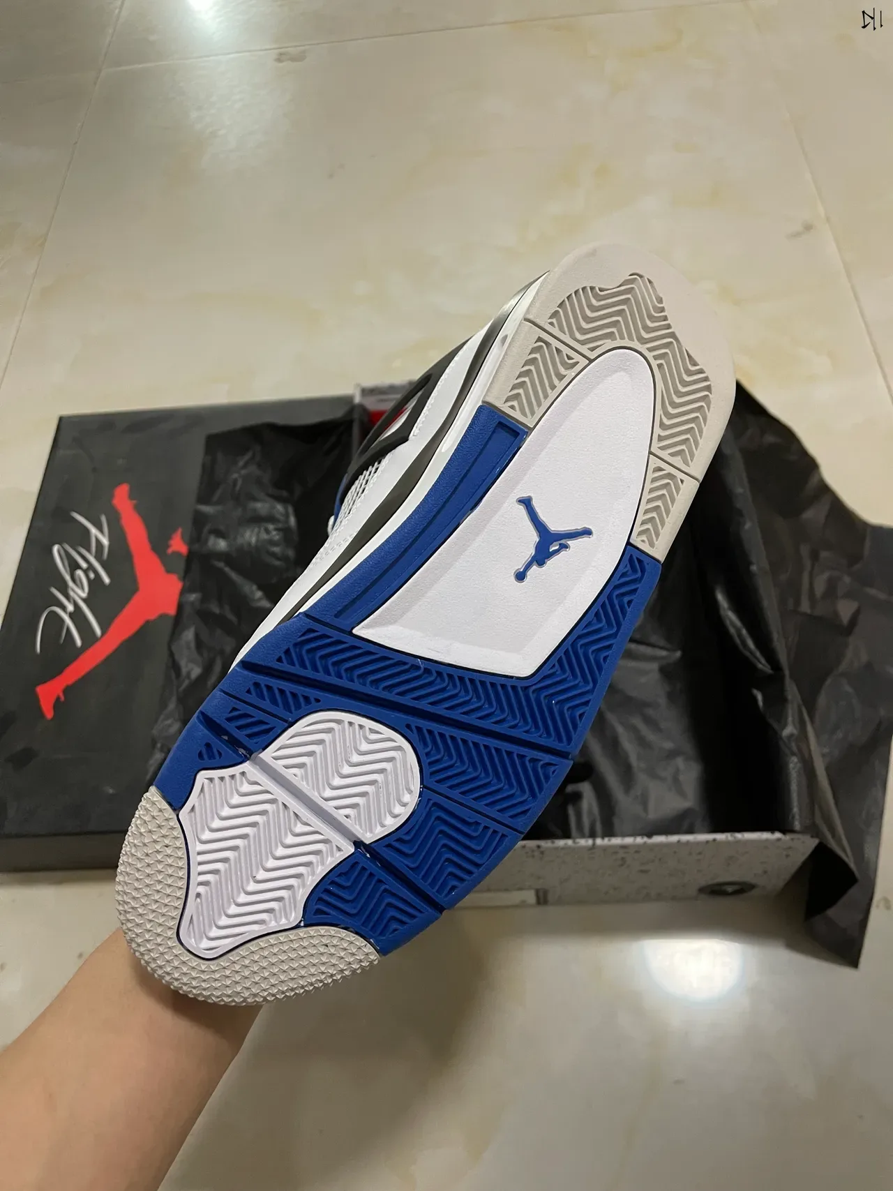 Air Jordan 4 White Royal Blue Black Basketball Shoes 5