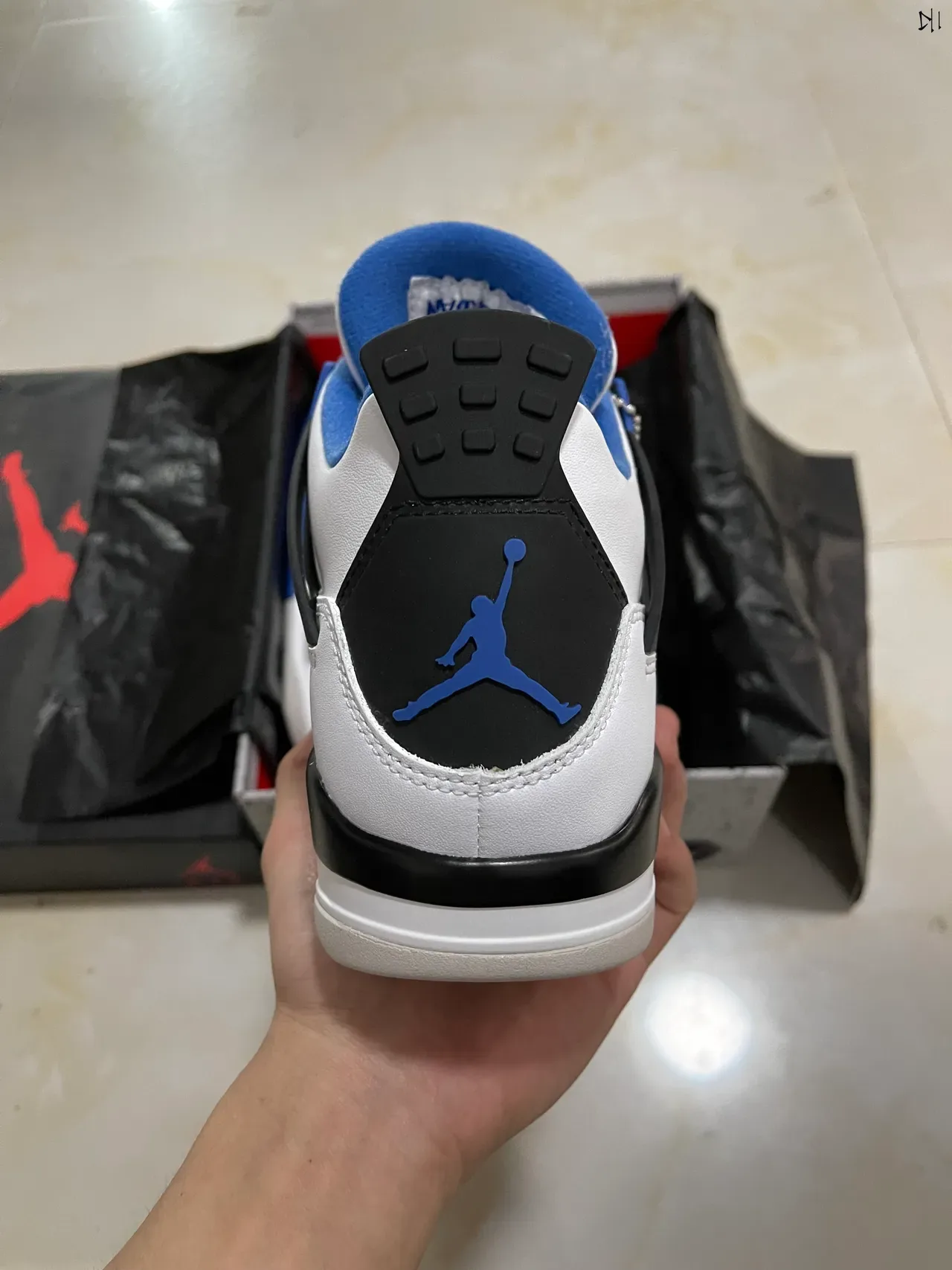 Air Jordan 4 White Royal Blue Black Basketball Shoes 6