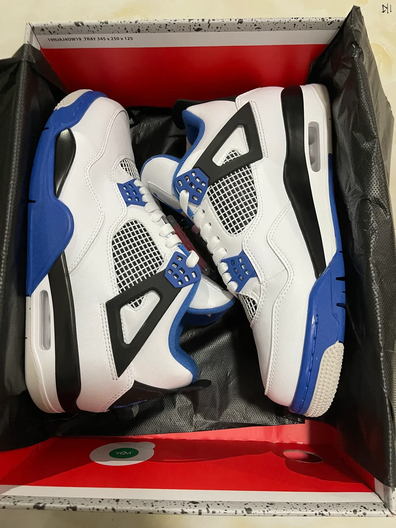 Air Jordan 4 White Royal Blue Black Basketball Shoes 7