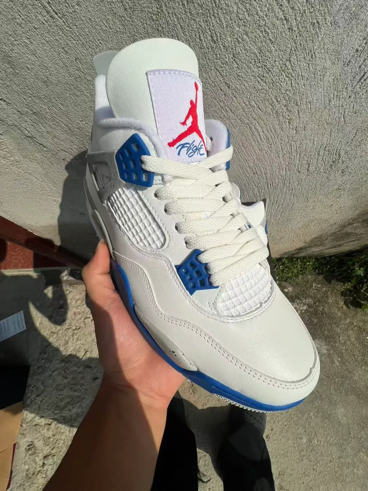 Air Jordan 4 White Royal Blue Speckled Midsole Basketball Shoes 2