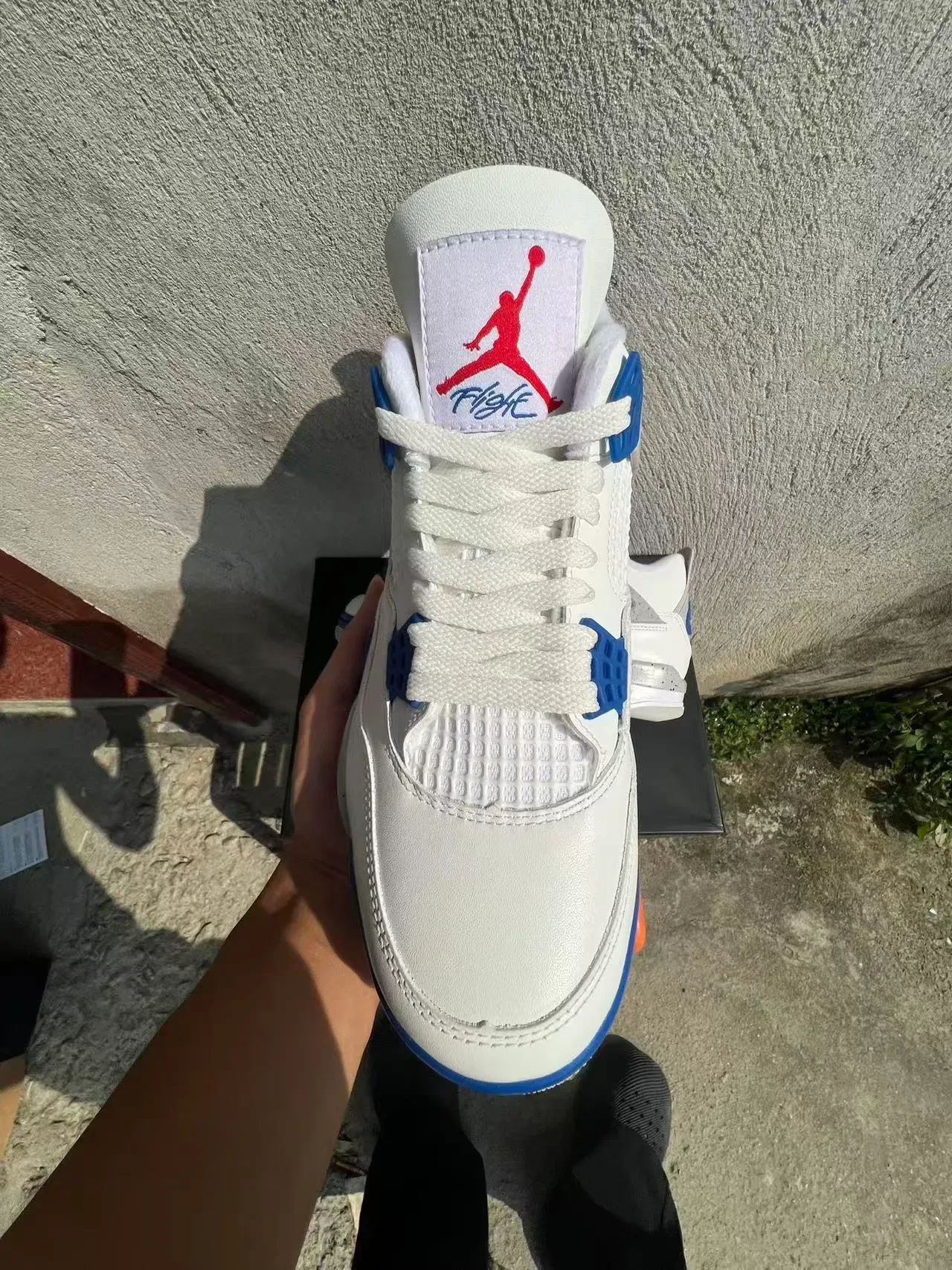 Air Jordan 4 White Royal Blue Speckled Midsole Basketball Shoes 3