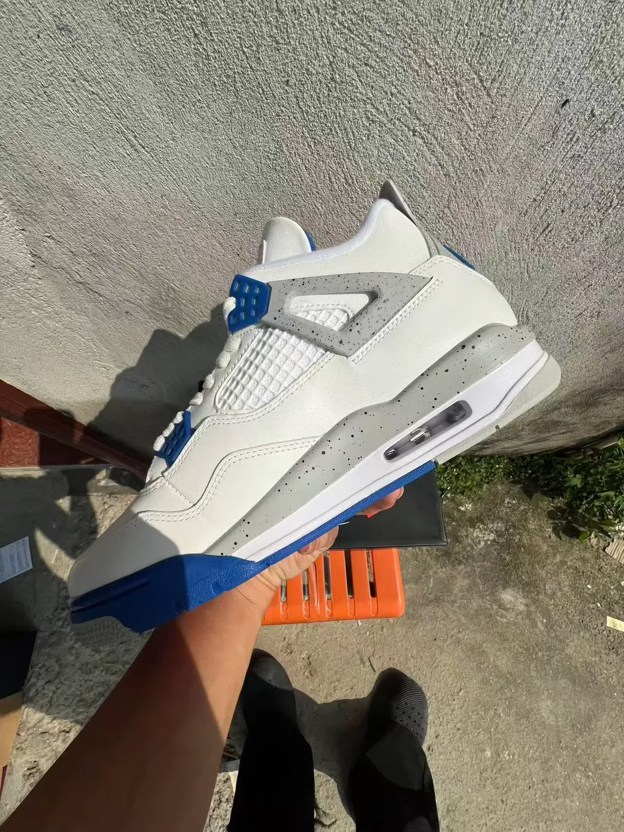 Air Jordan 4 White Royal Blue Speckled Midsole Basketball Shoes 5