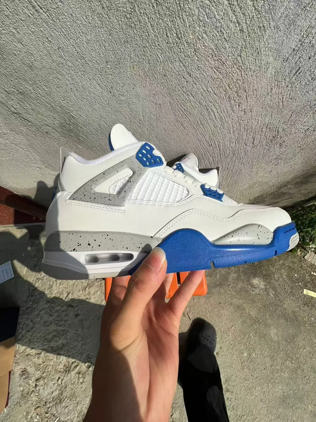 Air Jordan 4 White Royal Blue Speckled Midsole Basketball Shoes 7