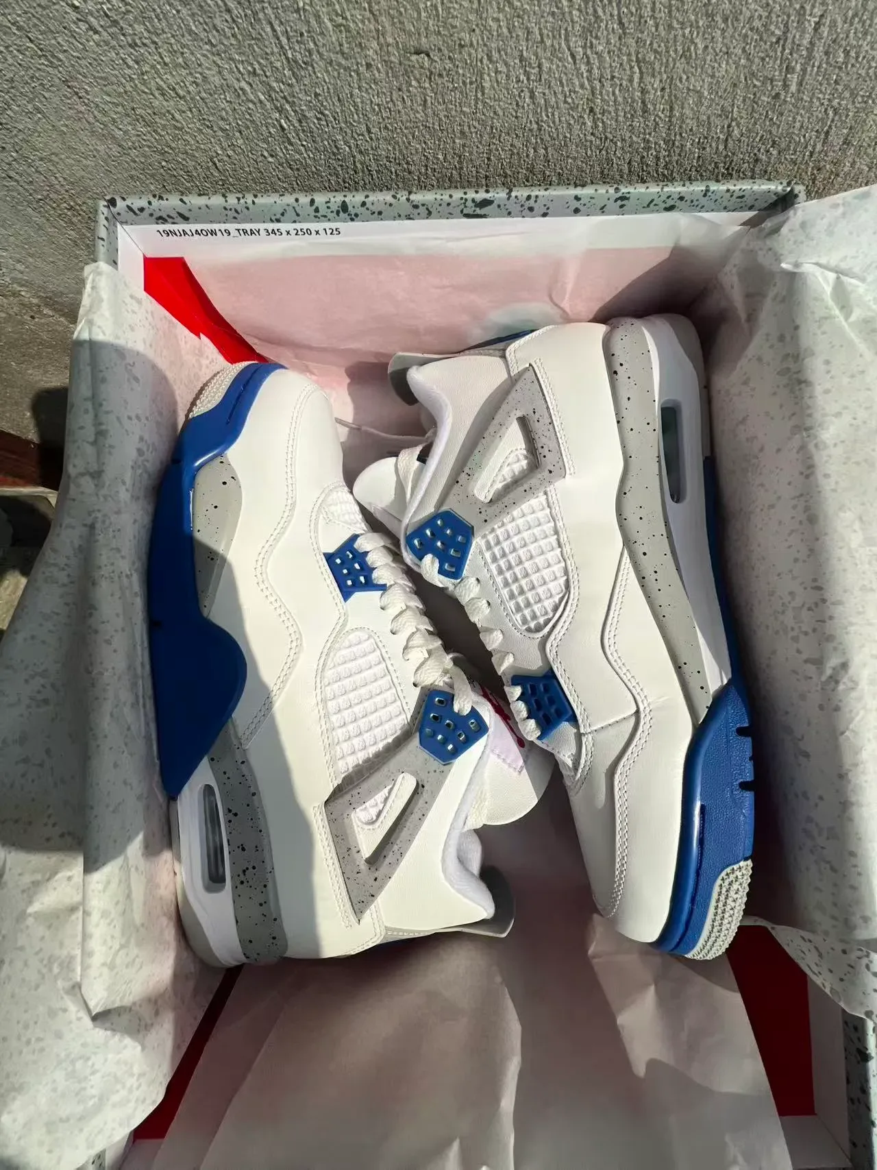 Air Jordan 4 White Royal Blue Speckled Midsole Basketball Shoes 9