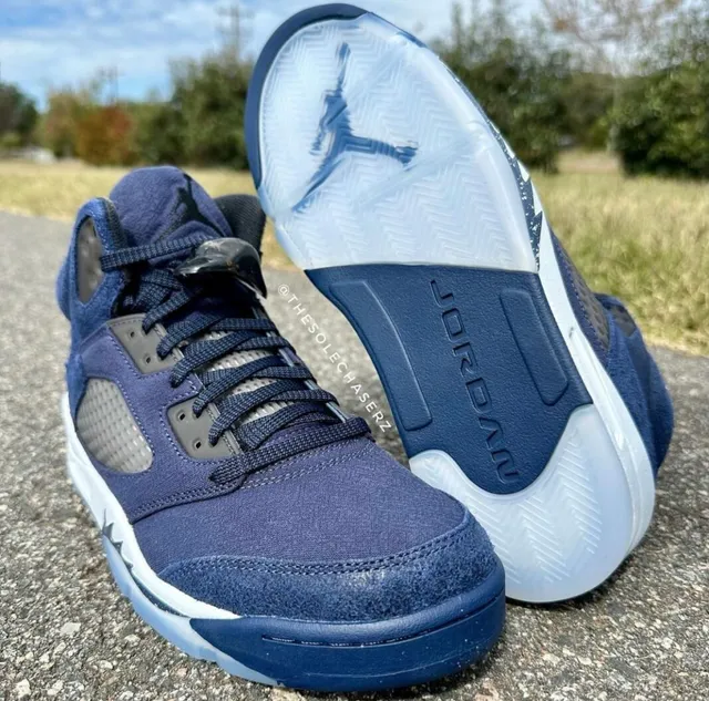 Air Jordan 5 Zapatillas de baloncesto de caña alta azul marino 9