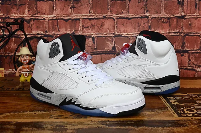 Air Jordan 5 أحذية كرة السلة أبيض أسود أزرق 2