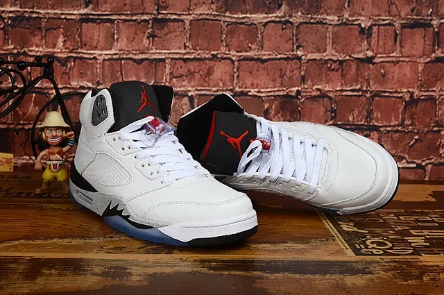 Air Jordan 5 أحذية كرة السلة أبيض أسود أزرق 5