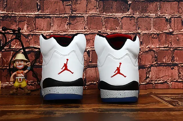 Air Jordan 5 أحذية كرة السلة أبيض أسود أزرق 6