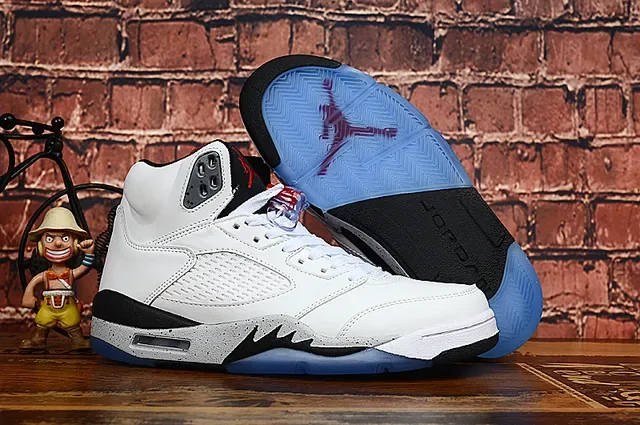 Air Jordan 5 أحذية كرة السلة أبيض أسود أزرق 7