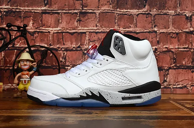 Air Jordan 5 أحذية كرة السلة أبيض أسود أزرق 8