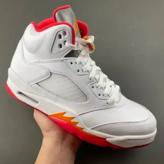 Air Jordan 5 सफेद लाल नारंगी बास्केटबॉल जूते