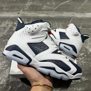 Air Jordan 6 Branco Marinho Sapatos de Basquete