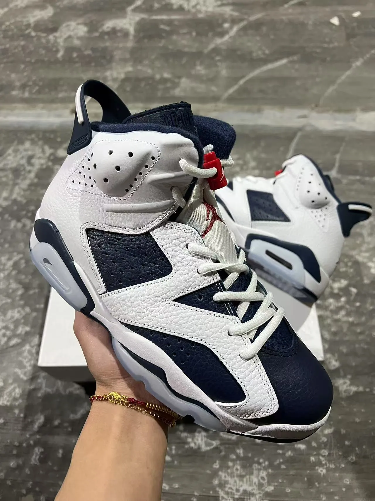 Air Jordan 6 Blanco Marino Zapatos de Baloncesto 2