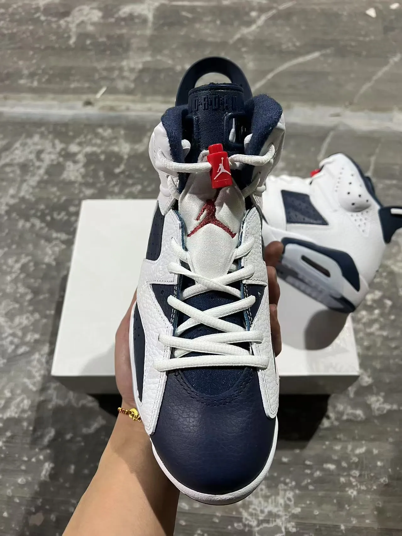Air Jordan 6 Blanco Marino Zapatos de Baloncesto 3
