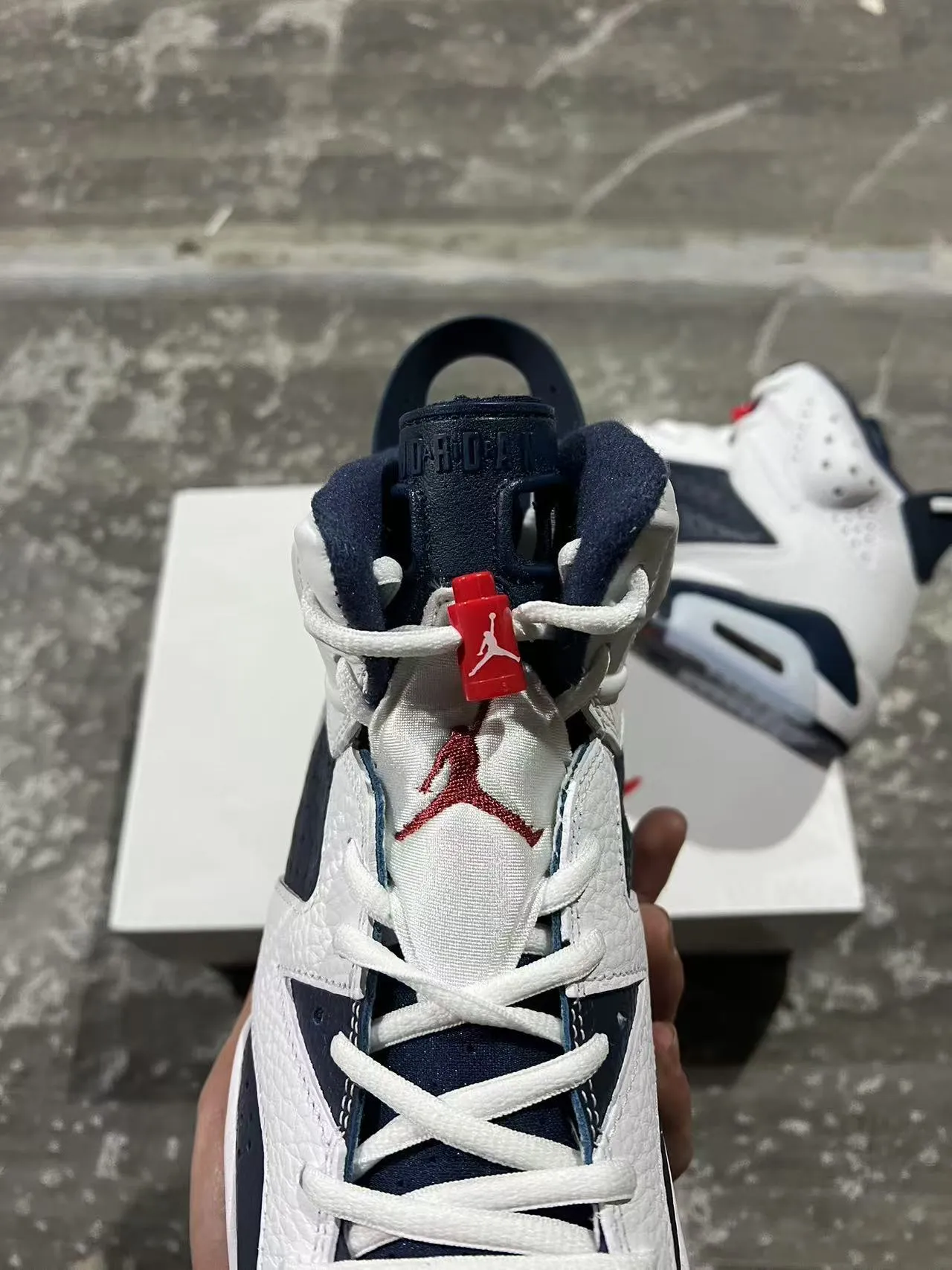 Air Jordan 6 Blanco Marino Zapatos de Baloncesto 4