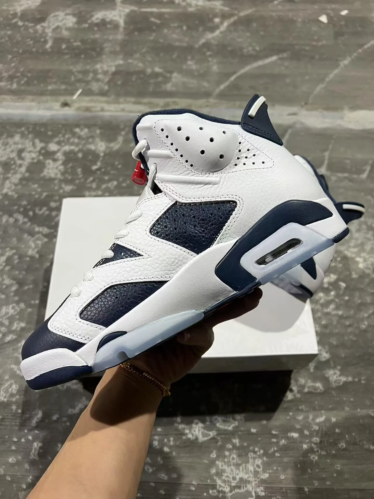 Air Jordan 6 Blanco Marino Zapatos de Baloncesto 5