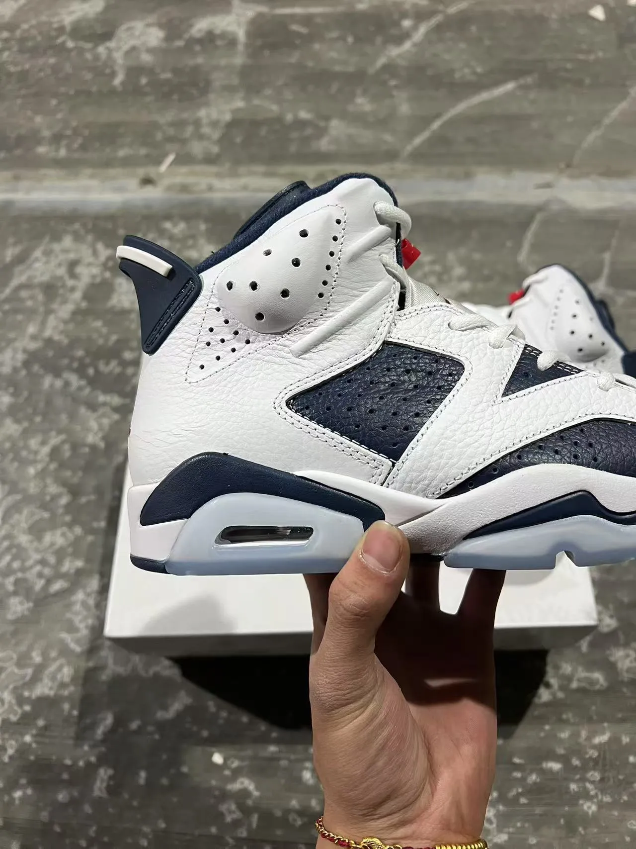 Air Jordan 6 Blanco Marino Zapatos de Baloncesto 7