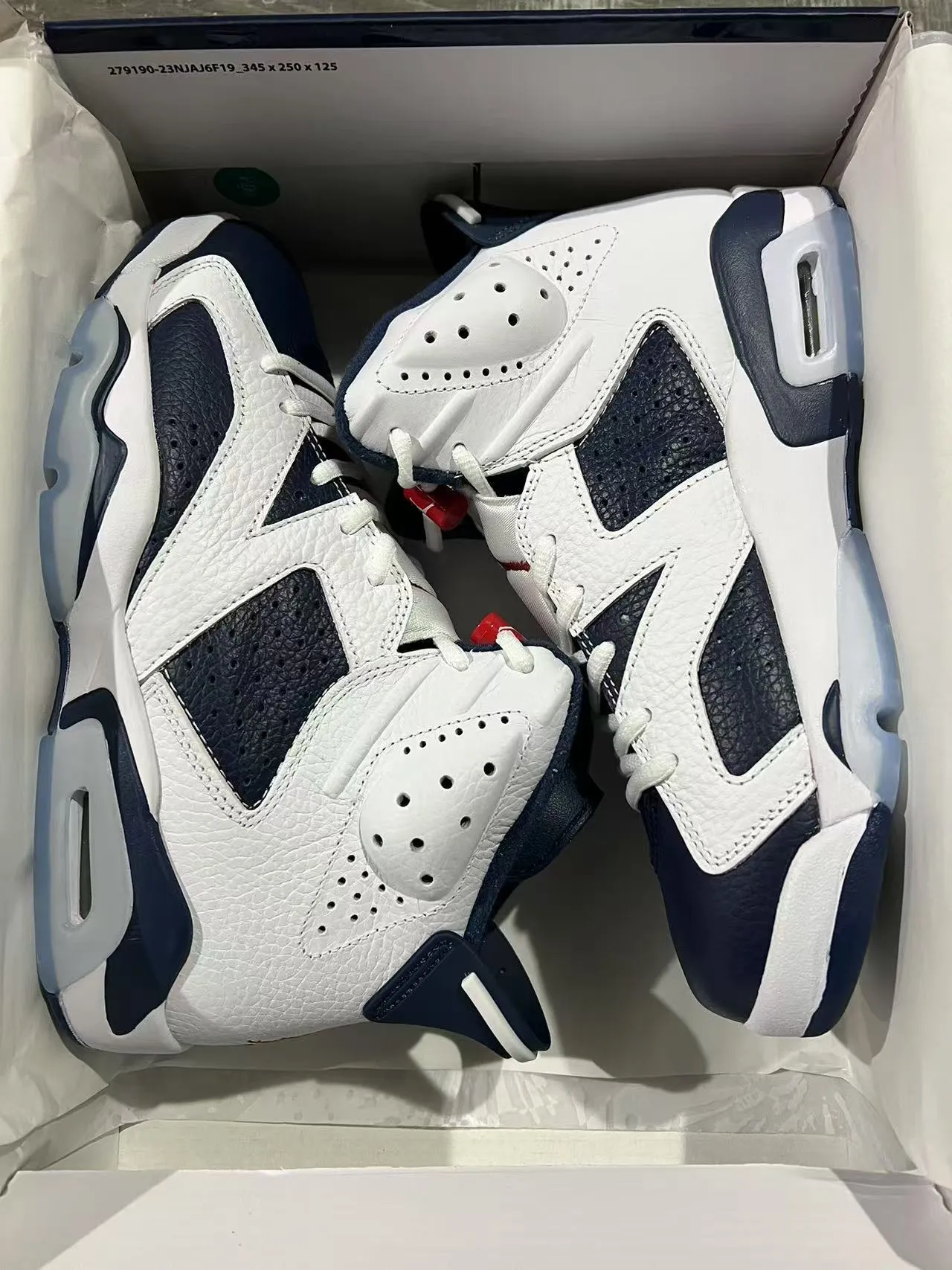 Air Jordan 6 Blanco Marino Zapatos de Baloncesto 9