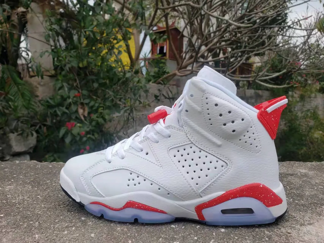 Tênis de basquete Air Jordan 6 branco vermelho cimento 2