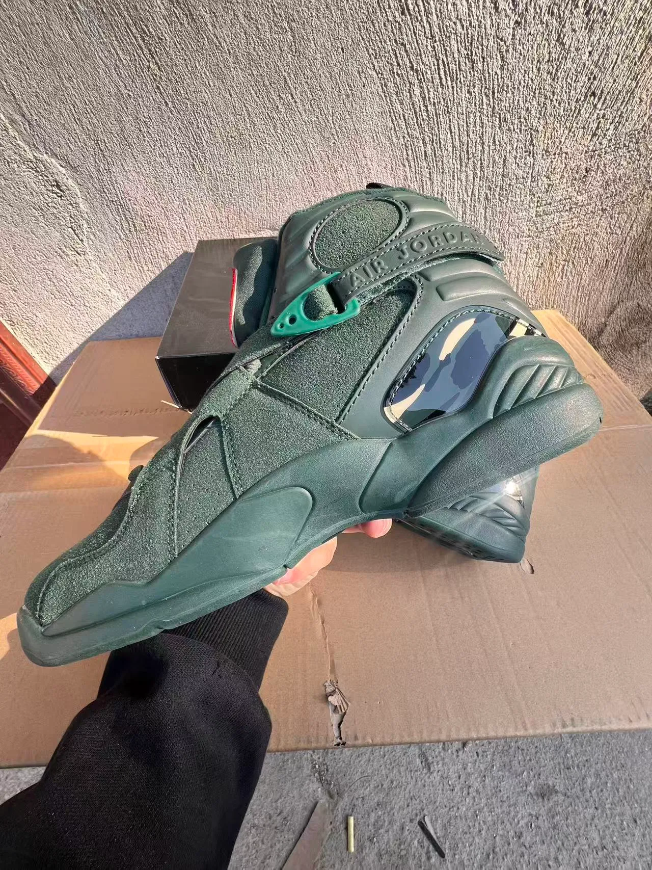 Air Jordan 8 أحذية كرة السلة أخضر داكن سويدي عالي الارتفاع 5