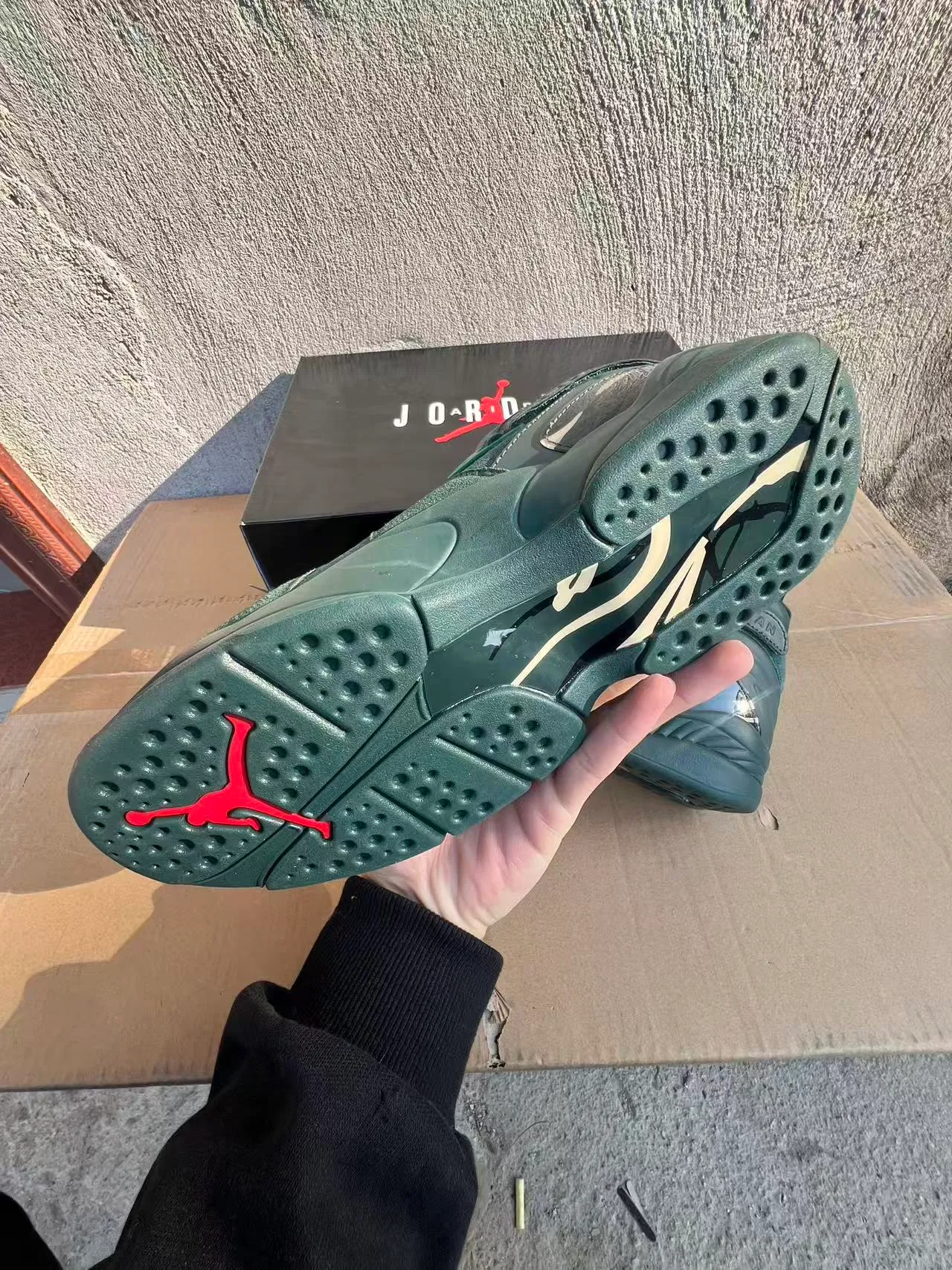 Air Jordan 8 أحذية كرة السلة أخضر داكن سويدي عالي الارتفاع 6