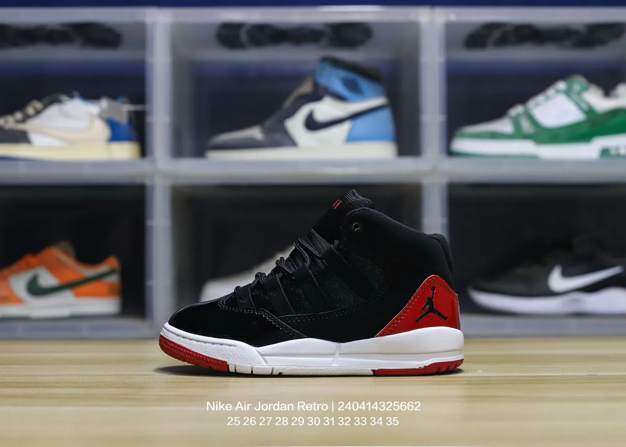Tênis de basquete Air Jordan de cano alto com colarinho acolchoado preto e vermelho 2